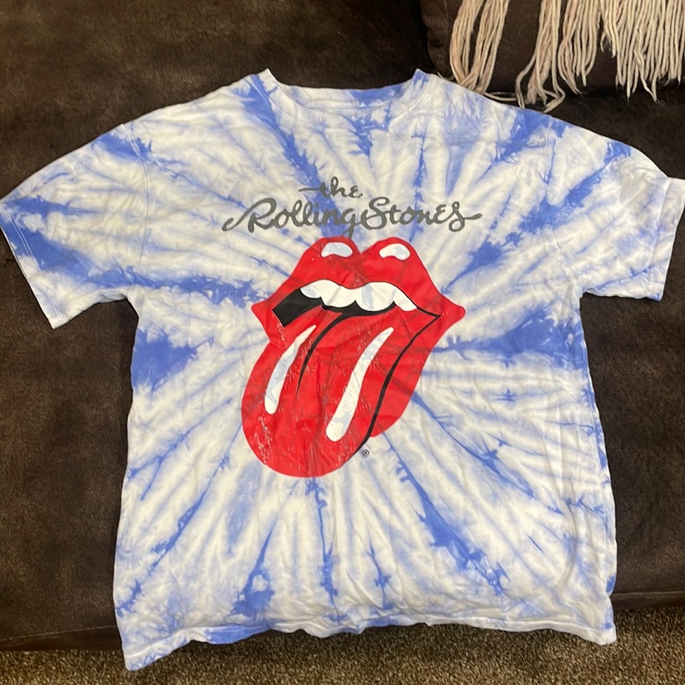 The Rolling Stones blue tie dye tshirt